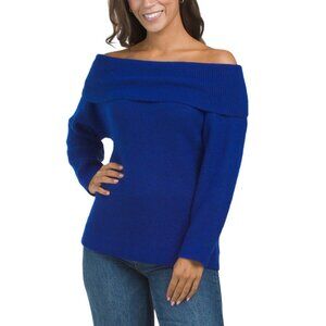 SUGAR LIPS Cobalt Yadira Off The Shoulder Sweater